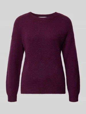 sweter z dzianiny o kroju regular fit z mieszanki bawełny z dodatkiem wełny z alpaki MSCH Copenhagen Jasnośliwkowy