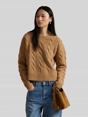 Sweter z dzianiny o kroju regular fit z mieszanki wełny i kaszmiru Polo Ralph Lauren Camel