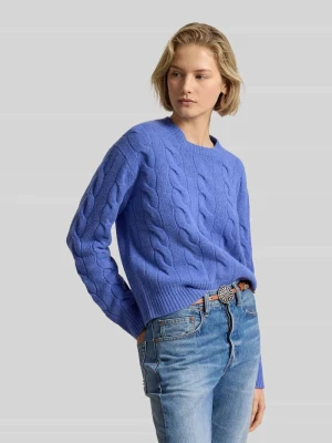 Sweter z dzianiny o kroju regular fit z mieszanki wełny i kaszmiru Polo Ralph Lauren Niebieski