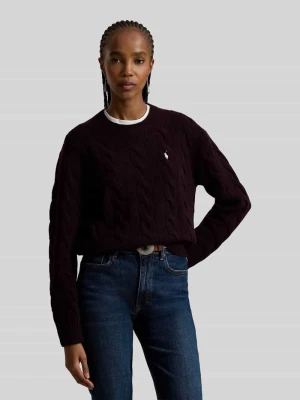 Sweter z dzianiny o kroju regular fit z mieszanki wełny i kaszmiru Polo Ralph Lauren Oberżynowy