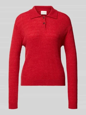 sweter z dzianiny o kroju regular fit z mieszanki wełny z domieszką alpaki Closed Czerwony
