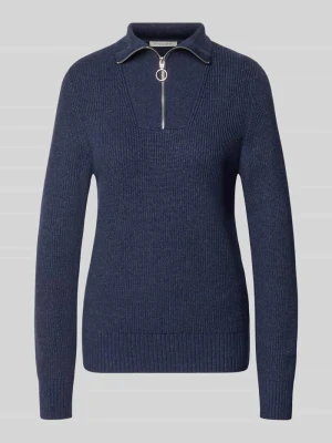 sweter z dzianiny o kroju regular fit z mieszanki wiskozy Christian Berg Ciemnoniebieski melanż