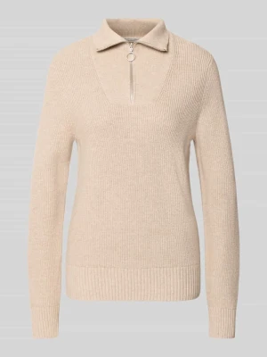 sweter z dzianiny o kroju regular fit z mieszanki wiskozy Christian Berg Metaliczny beżowy melanż
