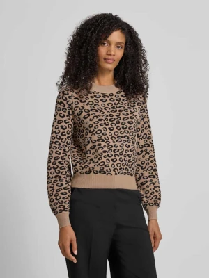 Sweter z dzianiny o kroju regular fit z mieszanki wiskozy model ‘NANCY’ Vero Moda Beżowy melanż