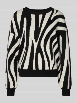 Sweter z dzianiny o kroju regular fit z mieszanki wiskozy model ‘SILJEANIMAL’ Vero Moda