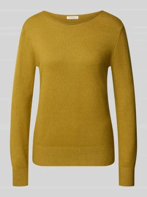 sweter z dzianiny o kroju regular fit z mieszanki wiskozy z dekoltem w łódkę Christian Berg