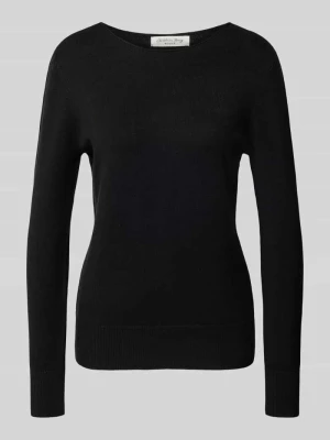 sweter z dzianiny o kroju regular fit z mieszanki wiskozy z dekoltem w łódkę Christian Berg Czarny