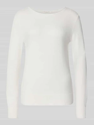 sweter z dzianiny o kroju regular fit z mieszanki wiskozy z dekoltem w łódkę Christian Berg Złamany biały