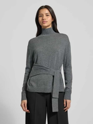 Sweter z dzianiny o kroju regular fit z mieszanki żywej wełny i jedwabiu model ‘FALANDIA’ Boss