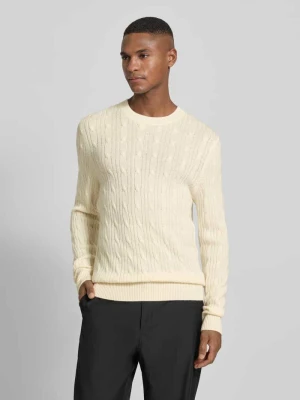 Sweter z dzianiny o kroju regular fit z mieszanki żywej wełny i kaszmiru model ‘HETICO’ Boss