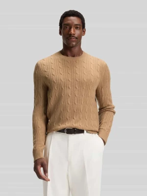 Sweter z dzianiny o kroju regular fit z mieszanki żywej wełny i kaszmiru model ‘HETICO’ Boss