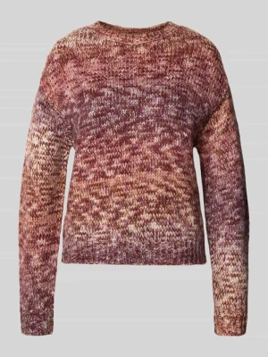 sweter z dzianiny o kroju regular fit z okrągłym dekoltem Vila Bordowy