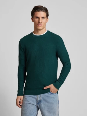 Sweter z dzianiny o kroju regular fit z prążkowanym, okrągłym dekoltem Tom Tailor