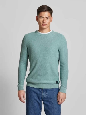 Sweter z dzianiny o kroju regular fit z prążkowanym, okrągłym dekoltem Tom Tailor