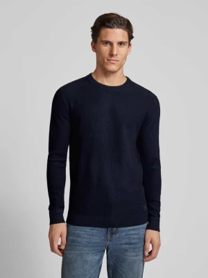 Sweter z dzianiny o kroju regular fit z prążkowanym, okrągłym dekoltem Tom Tailor