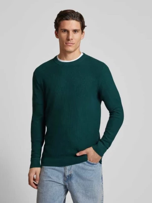 Sweter z dzianiny o kroju regular fit z prążkowanym, okrągłym dekoltem Tom Tailor