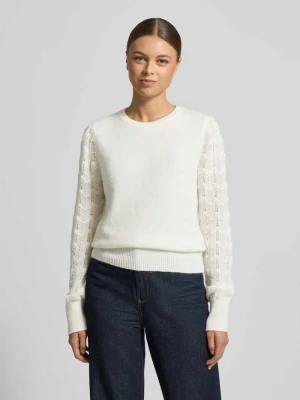 Sweter z dzianiny o kroju regular fit z rękawami z ażurowej dzianiny Tom Tailor Denim