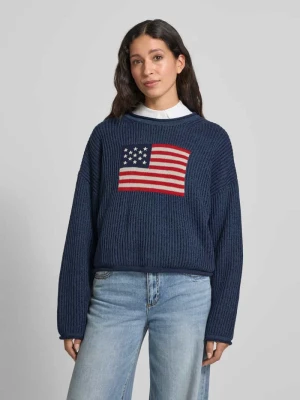 Sweter z dzianiny o kroju regular fit z wyhaftowanym motywem model ‘Americana’ GAP