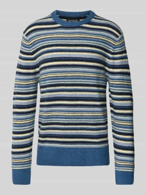 sweter z dzianiny o kroju regular fit z wzór w paski Scotch & Soda Błękitny