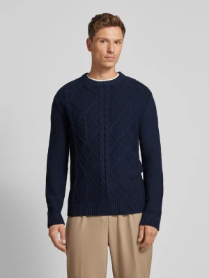 Sweter z dzianiny o kroju regular fit ze ściegiem warkoczowym i prążkowanymi wykończeniami Tom Tailor