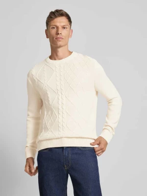 Sweter z dzianiny o kroju regular fit ze ściegiem warkoczowym i prążkowanymi wykończeniami Tom Tailor