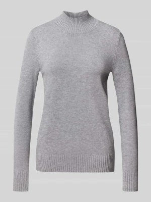 sweter z dzianiny o kroju regular fit ze stójką Christian Berg Srebrny melanż