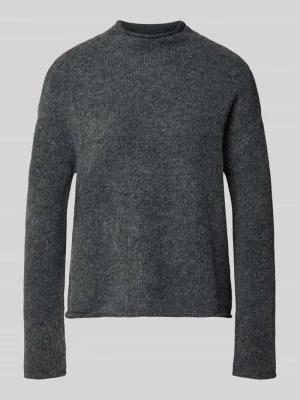 sweter z dzianiny o kroju regular fit ze stójką ZABAIONE Ciemnoszary