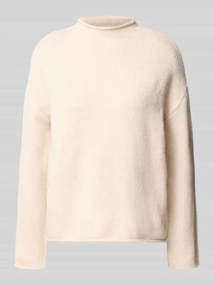 sweter z dzianiny o kroju regular fit ze stójką ZABAIONE Écru