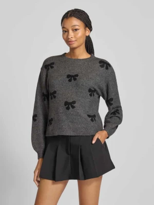 Sweter z dzianiny o kroju regular fit ze wzorem na całej powierzchni model ‘BORA’ Only