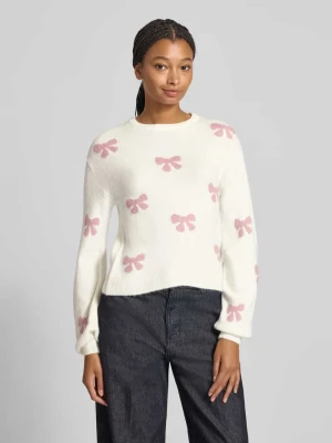 Sweter z dzianiny o kroju regular fit ze wzorem na całej powierzchni model ‘BORA’ Only