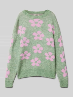 Sweter z dzianiny o kroju regular fit ze wzorem w kwiaty model ‘NAJA’ Only