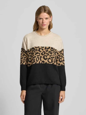 Sweter z dzianiny o kroju regular fit ze zrolowanym okrągłym dekoltem model ‘JADE’ Only