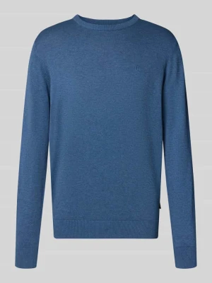 Sweter z dzianiny o kroju relaxed fit z czystej bawełny Bugatti Jeansowy niebieski