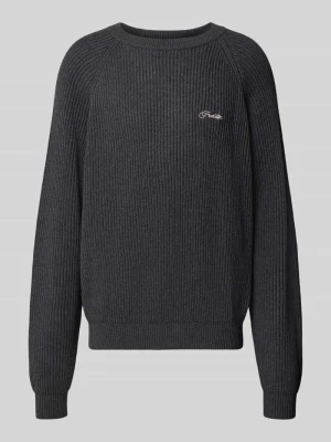 Sweter z dzianiny o kroju relaxed fit z czystej bawełny model 'Campus' PROHIBITED Ciemnoszary