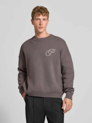 Sweter z dzianiny o kroju relaxed fit z czystej bawełny PROHIBITED Antracytowy