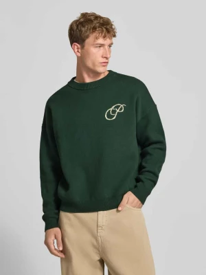 Sweter z dzianiny o kroju relaxed fit z czystej bawełny PROHIBITED Ciemnozielony