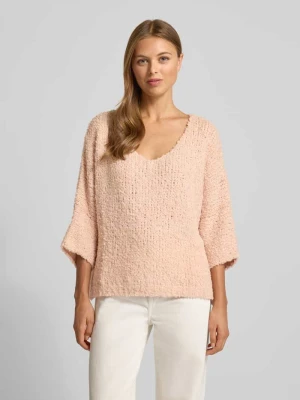 Sweter z dzianiny o kroju relaxed fit z dekoltem w serek model ‘Em44maa’ ZABAIONE