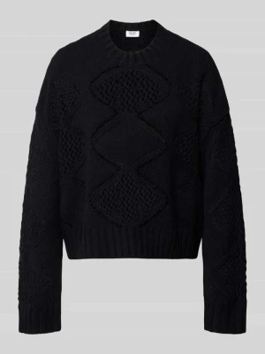 Sweter z dzianiny o kroju relaxed fit z dodatkiem wełny Liu Jo Czarny