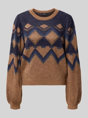 Sweter z dzianiny o kroju relaxed fit z dodatkiem wełny Monari Koniakowy