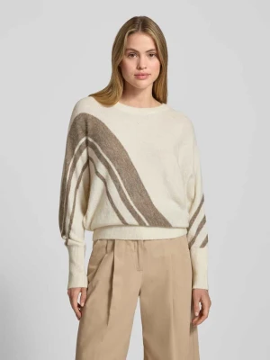 Sweter z dzianiny o kroju relaxed fit z dodatkiem wełny z alpaki model ‘KAMARA’ Ichi