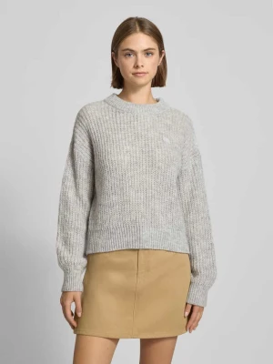 Sweter z dzianiny o kroju relaxed fit z dodatkiem wełny z alpaki model ‘SLOGERYNNA_B’ Hugo Blue