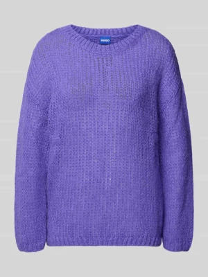 Sweter z dzianiny o kroju relaxed fit z dodatkiem wełny z alpaki model ‘SLOOKINA’ Hugo Blue