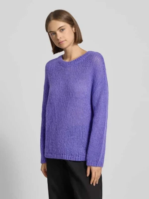 Sweter z dzianiny o kroju relaxed fit z dodatkiem wełny z alpaki model ‘SLOOKINA’ Hugo Blue