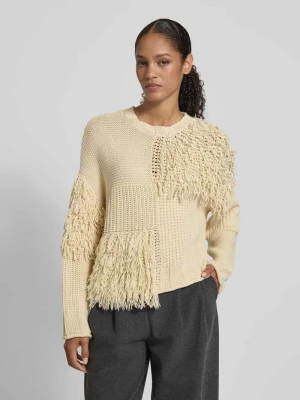 Sweter z dzianiny o kroju relaxed fit z frędzlami JAKE*S STUDIO WOMAN