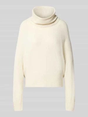 sweter z dzianiny o kroju relaxed fit z golfem model 'IHKAMARA' Ichi Biały