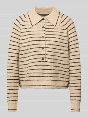 Sweter z dzianiny o kroju relaxed fit z kołnierzykiem polo model 'True' Topshop Beżowy