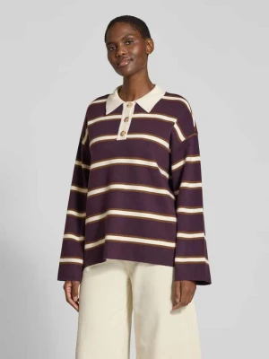 sweter z dzianiny o kroju relaxed fit z mieszanka wiskozy model 'ISABELL' Y.A.S Śliwkowy