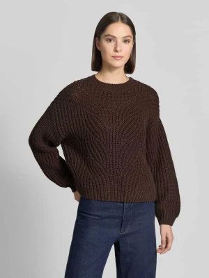 Sweter z dzianiny o kroju relaxed fit z mieszanki bawełny Apricot Ciemnobrązowy