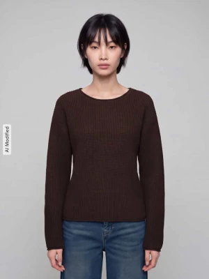 Sweter z dzianiny o kroju relaxed fit z mieszanki bawełny s.Oliver Ciemnobrązowy