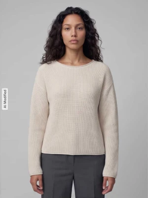 Sweter z dzianiny o kroju relaxed fit z mieszanki bawełny s.Oliver Złamany biały
